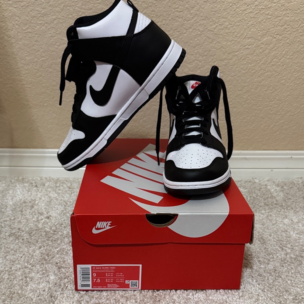 Nike Panda Dunks Black and White High-Top Sneakers